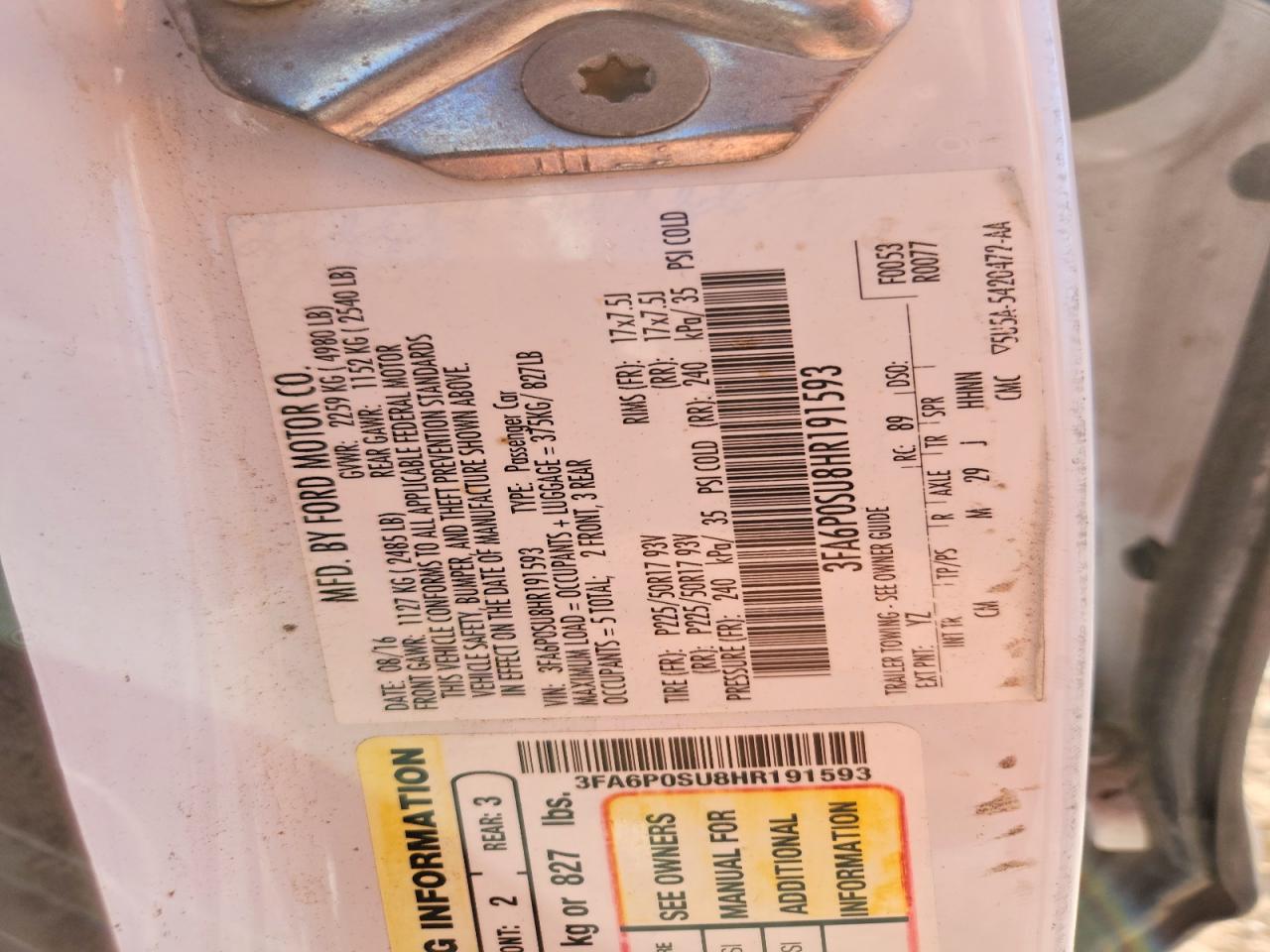 2017 FORD FUSION TITANIUM PHEV photo 12