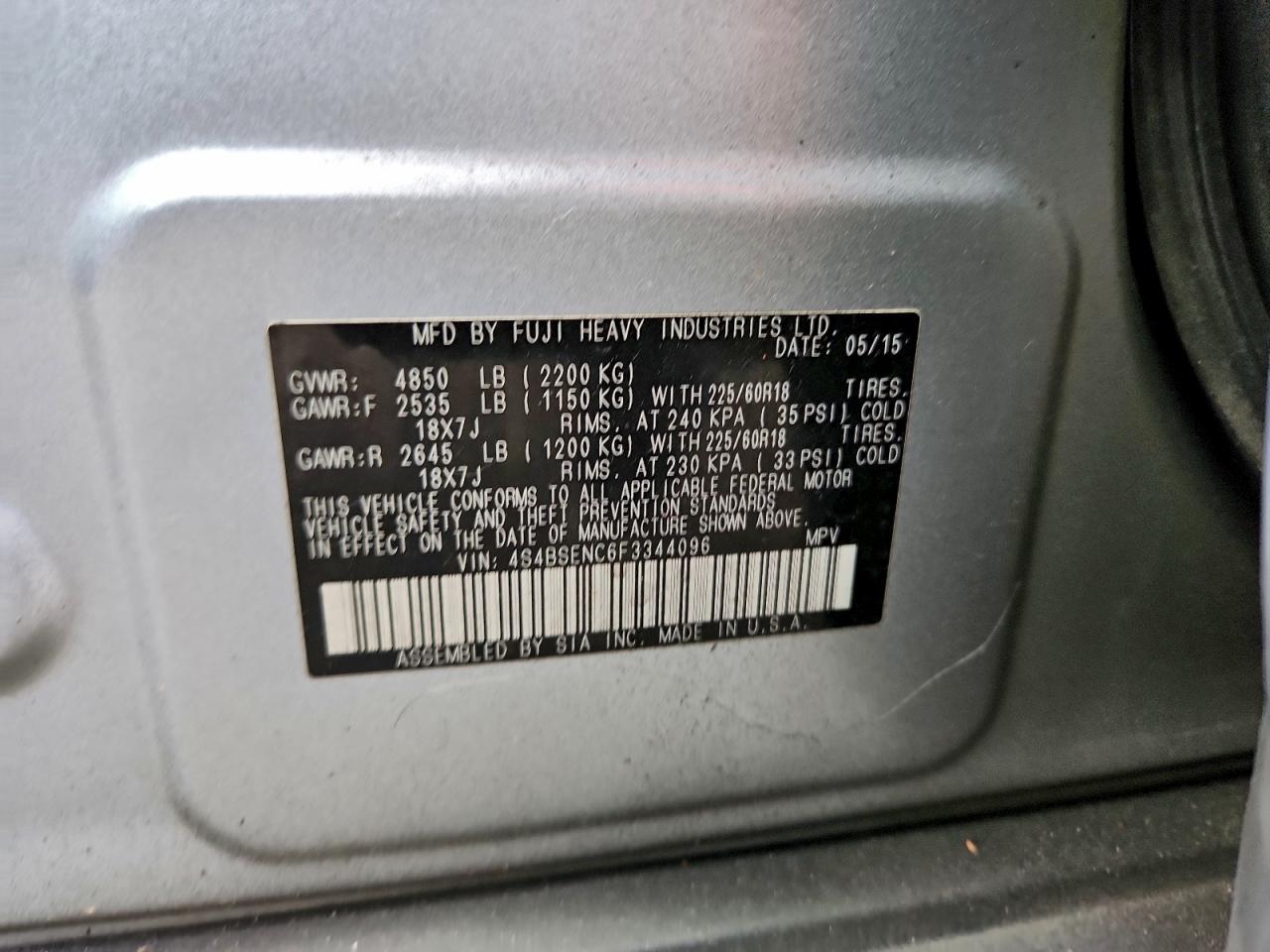 2015 SUBARU OUTBACK 3.6R LIMITED photo 14