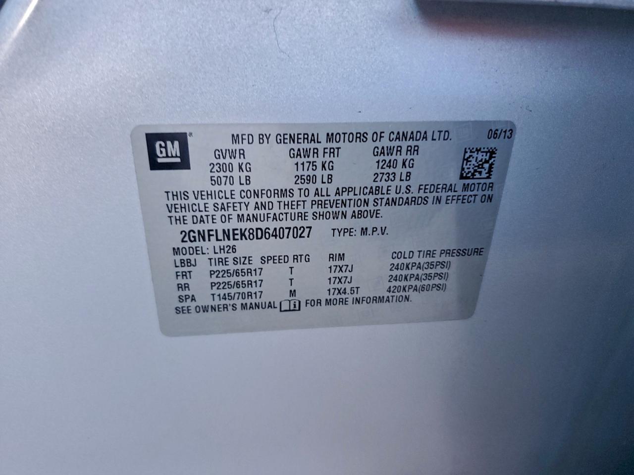 2013 CHEVROLET EQUINOX LT photo 25