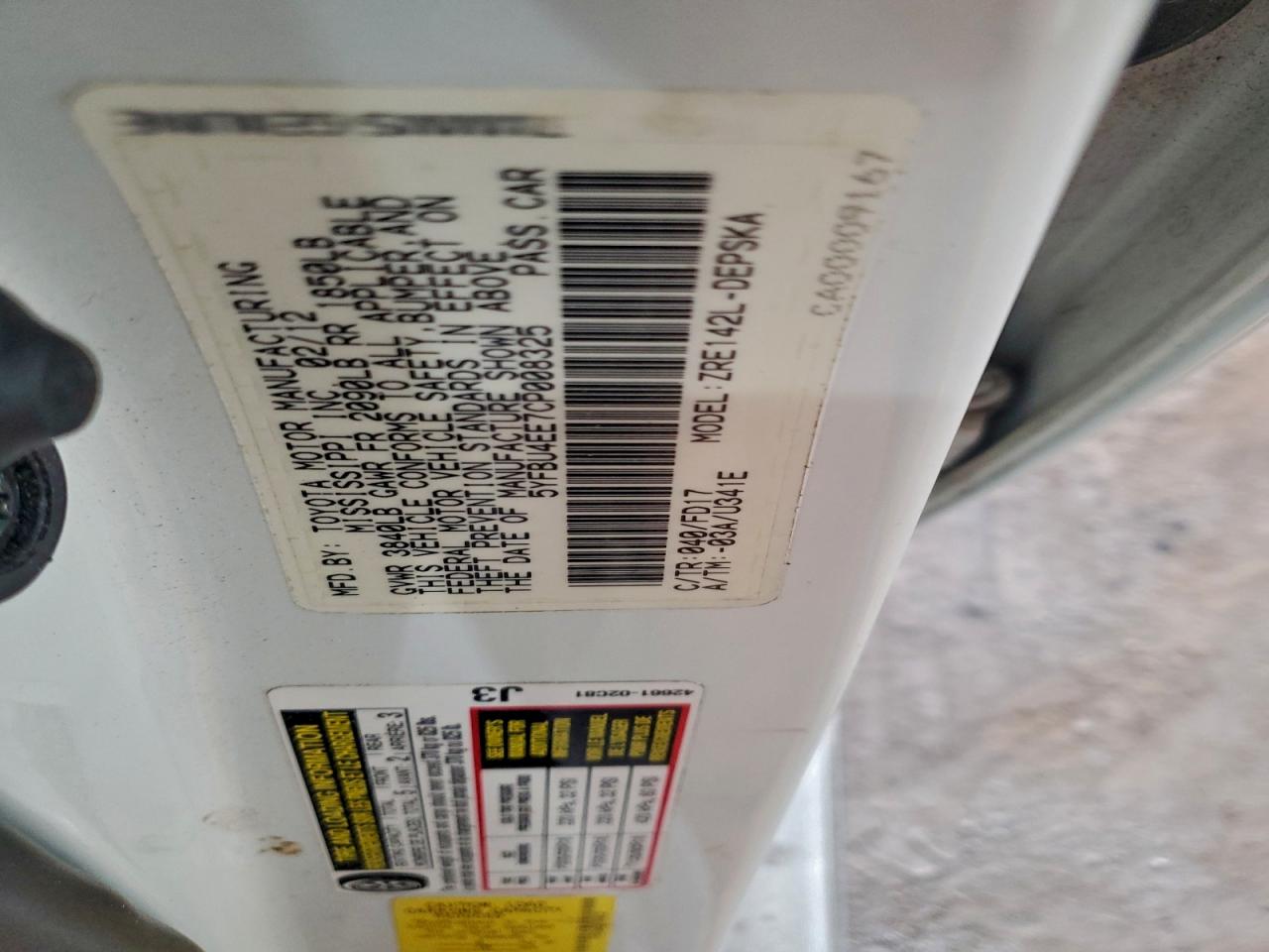 2012 TOYOTA COROLLA BASE photo 12