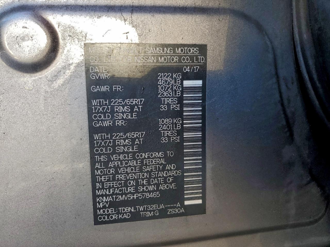 2017 NISSAN ROGUE S photo 18
