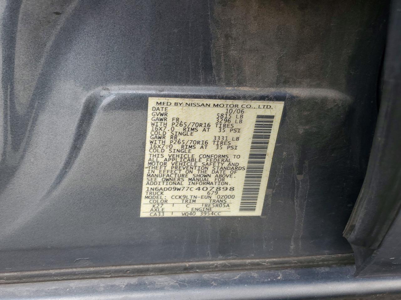 2007 NISSAN FRONTIER CREW CAB LE photo 12