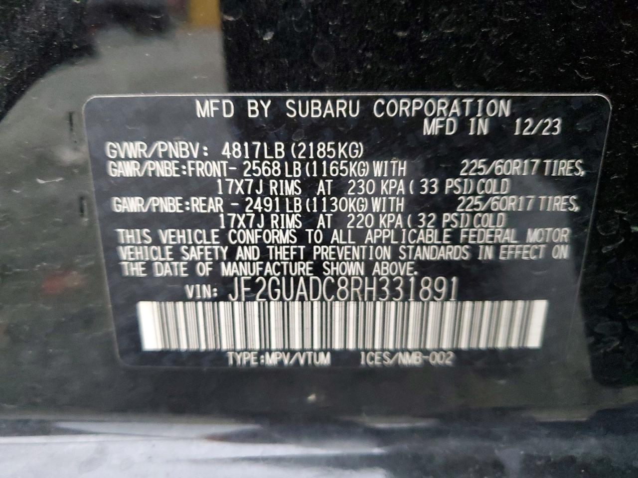 2024 SUBARU CROSSTREK PREMIUM photo 14