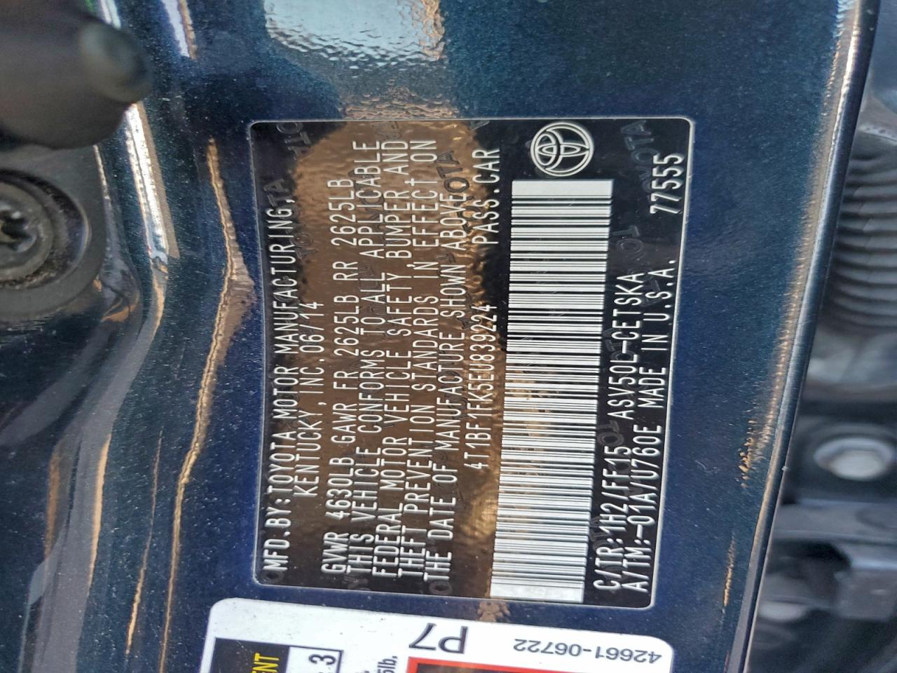 2014 TOYOTA CAMRY L photo 12