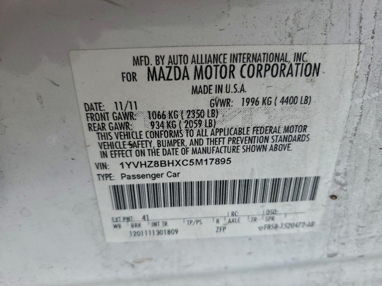 2012 MAZDA 6 I photo 12