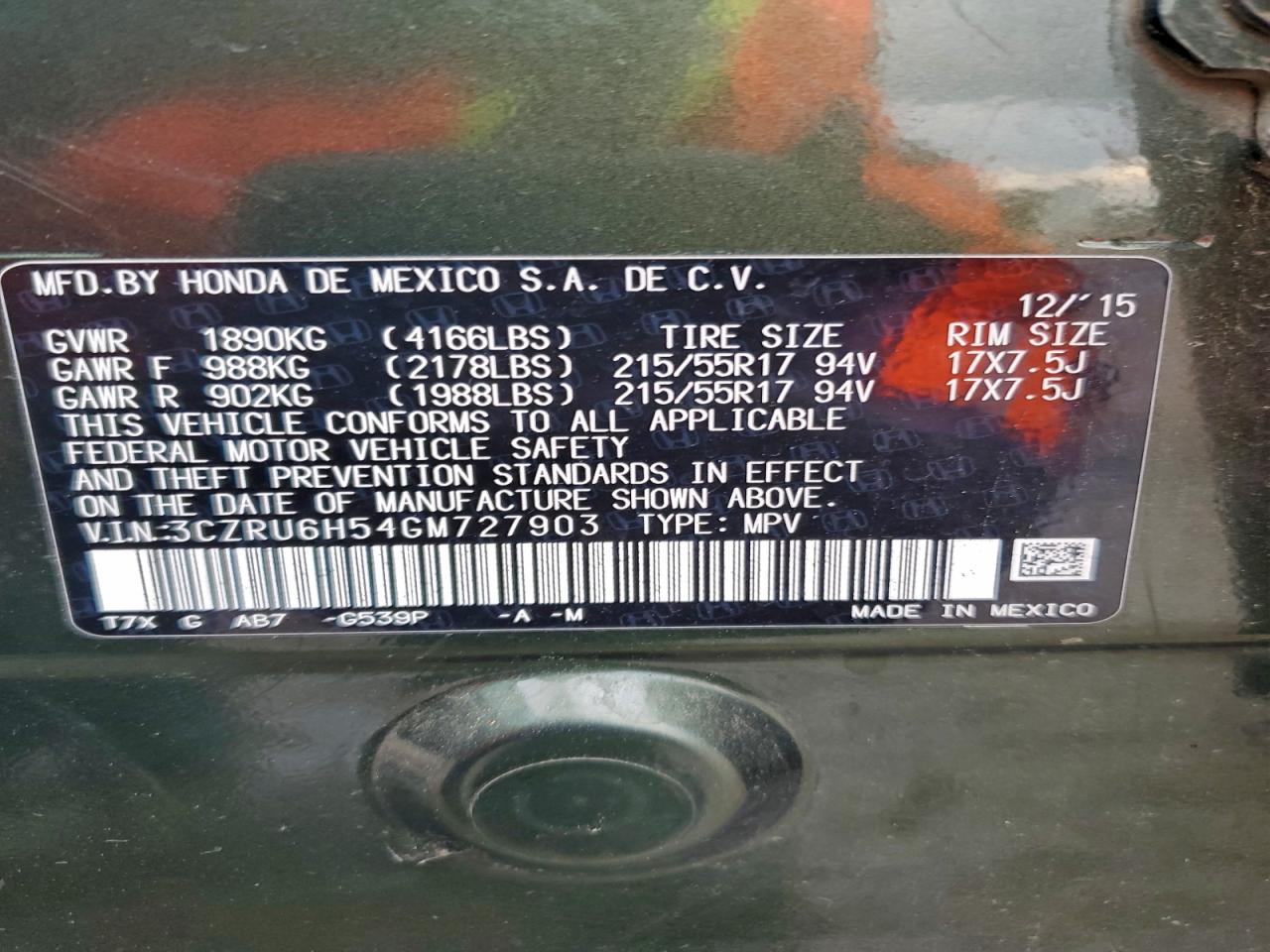 2016 HONDA HR-V EX photo 13