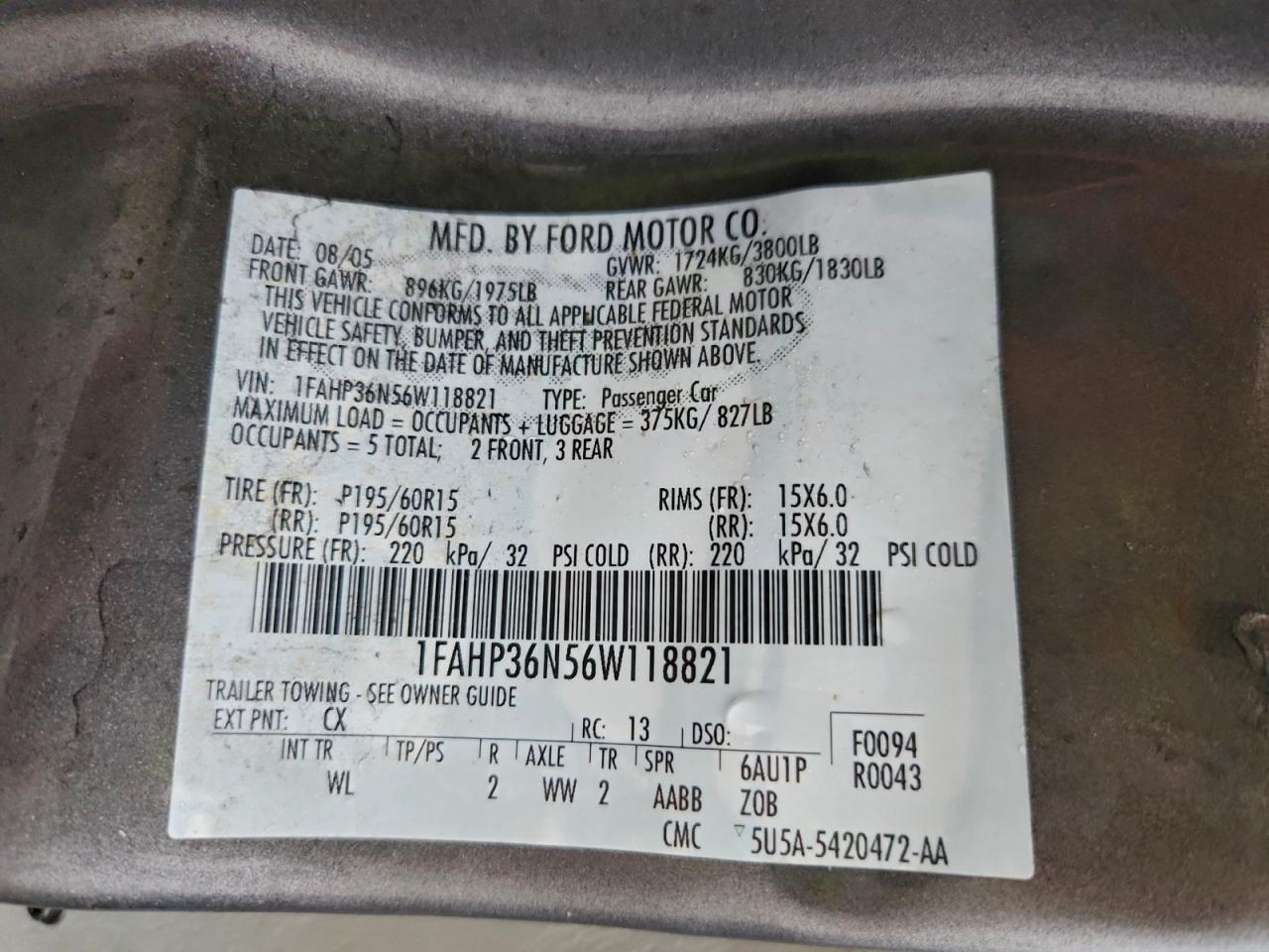 2006 FORD FOCUS ZXW photo 13