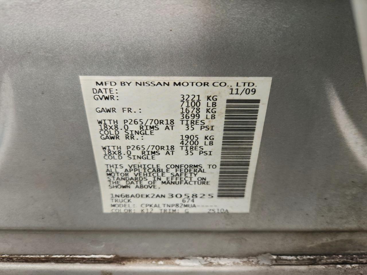 2010 NISSAN TITAN XE photo 12