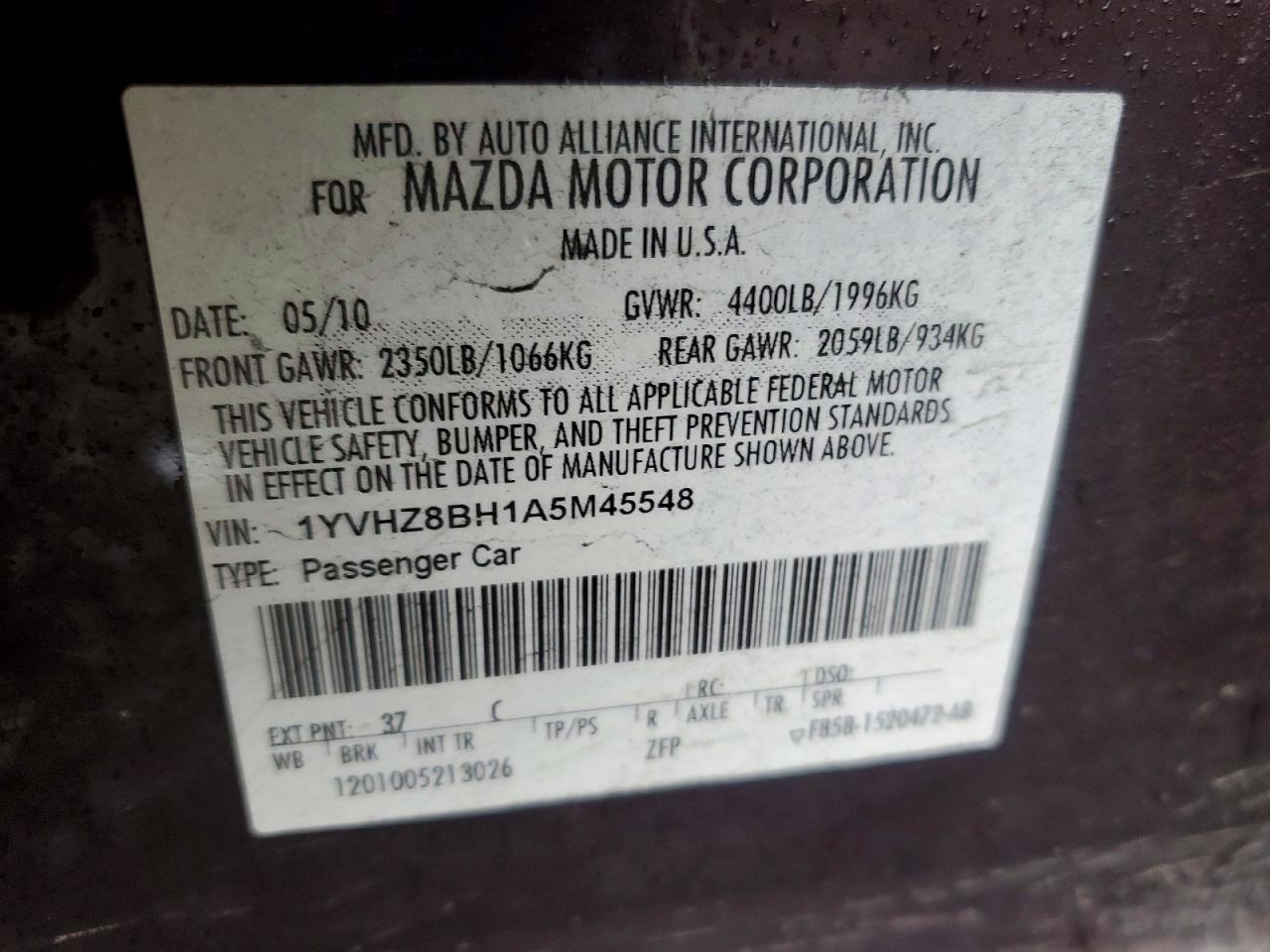 2010 MAZDA 6 I photo 12