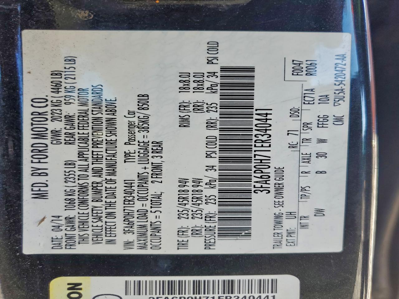 2014 FORD FUSION SE photo 12