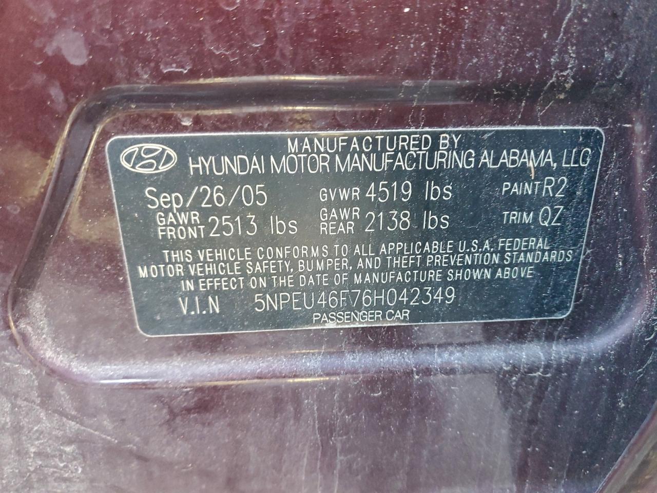 2006 HYUNDAI SONATA GLS photo 12