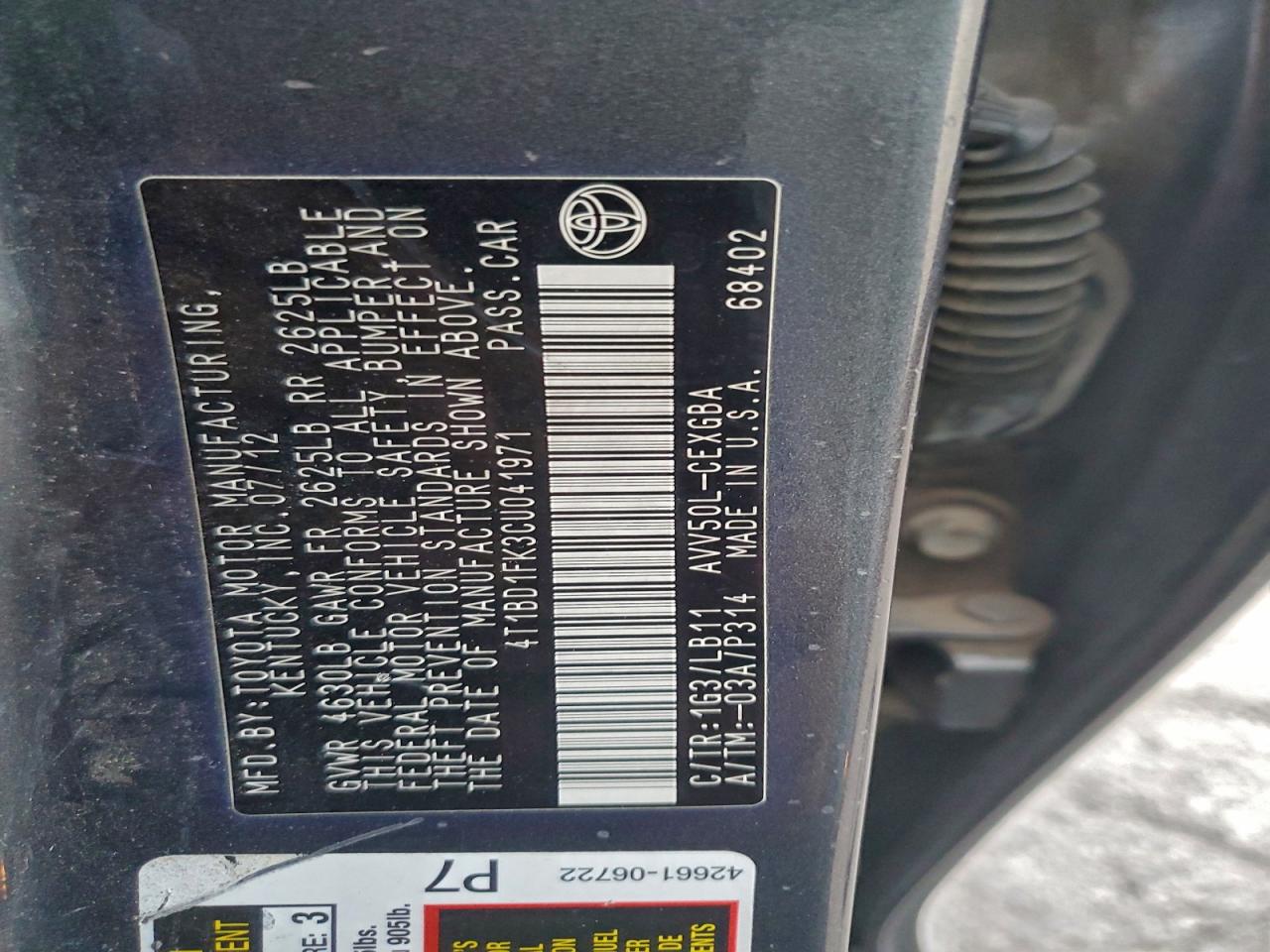 2012 TOYOTA CAMRY HYBRID photo 12