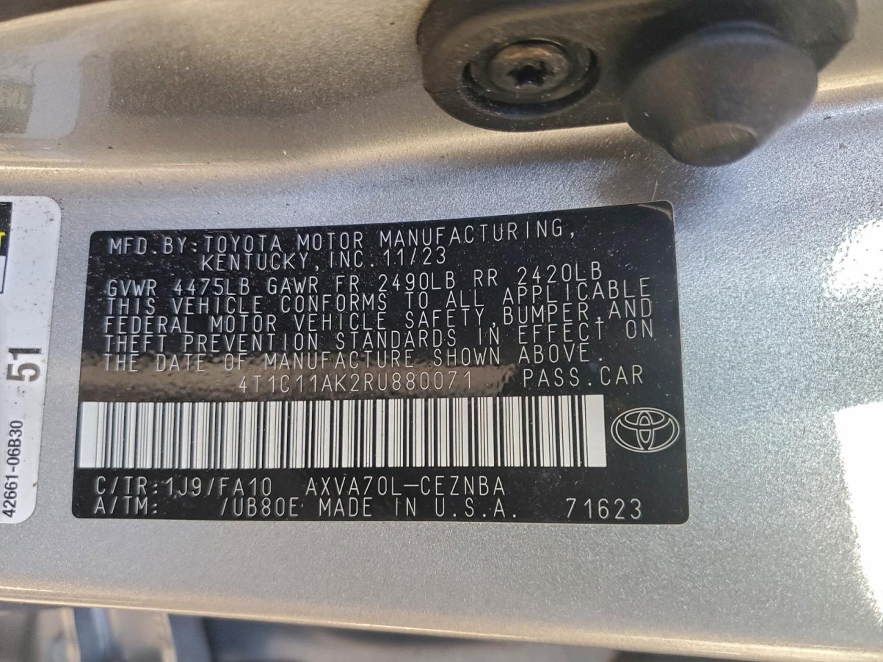 2024 TOYOTA CAMRY LE photo 12