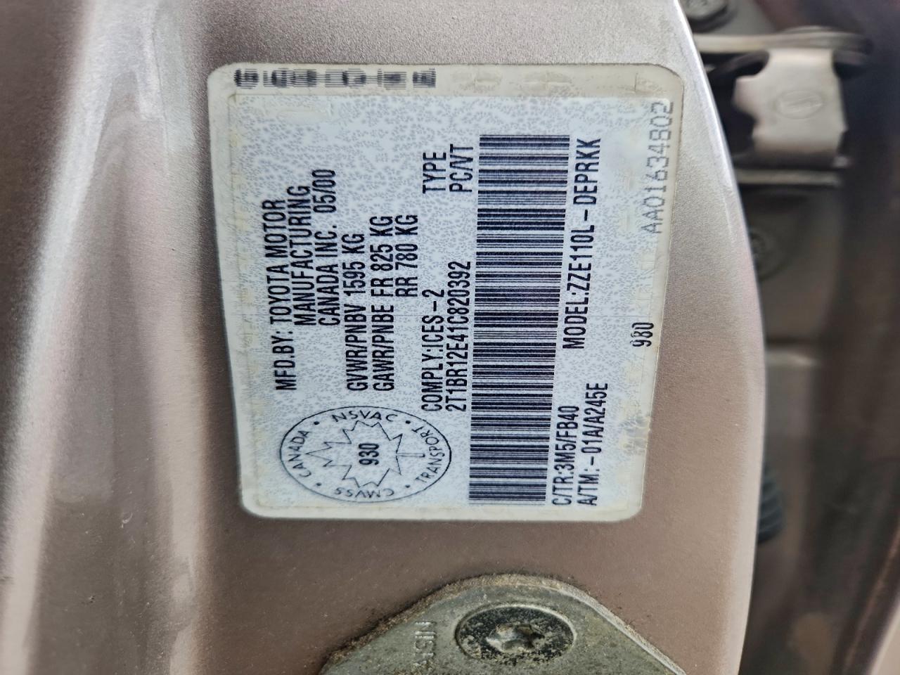2001 TOYOTA COROLLA CE photo 12