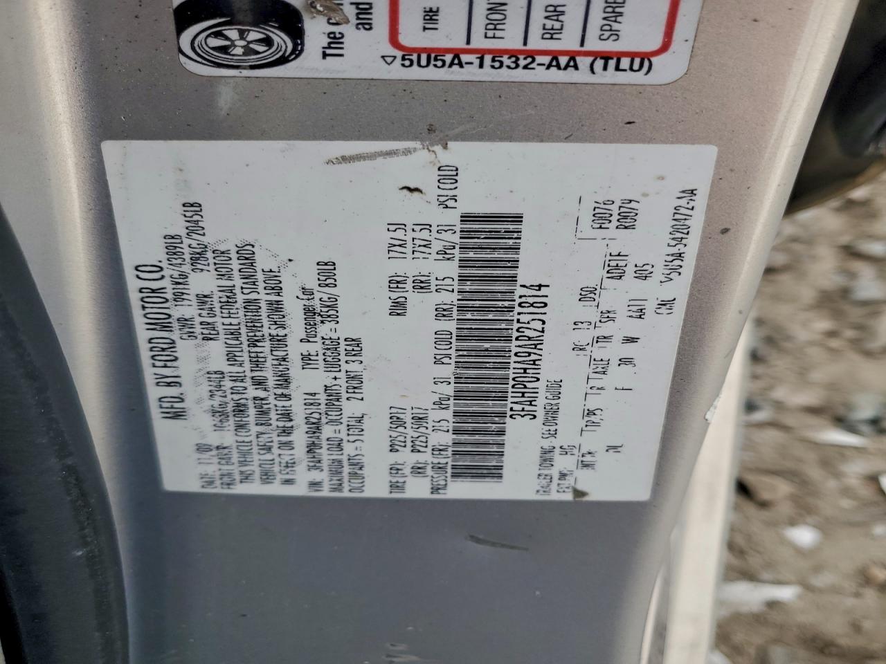 2010 FORD FUSION SE photo 12