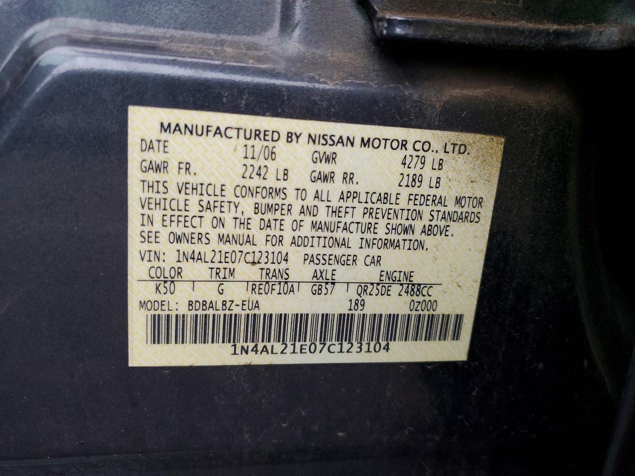 2007 NISSAN ALTIMA 2.5 photo 34