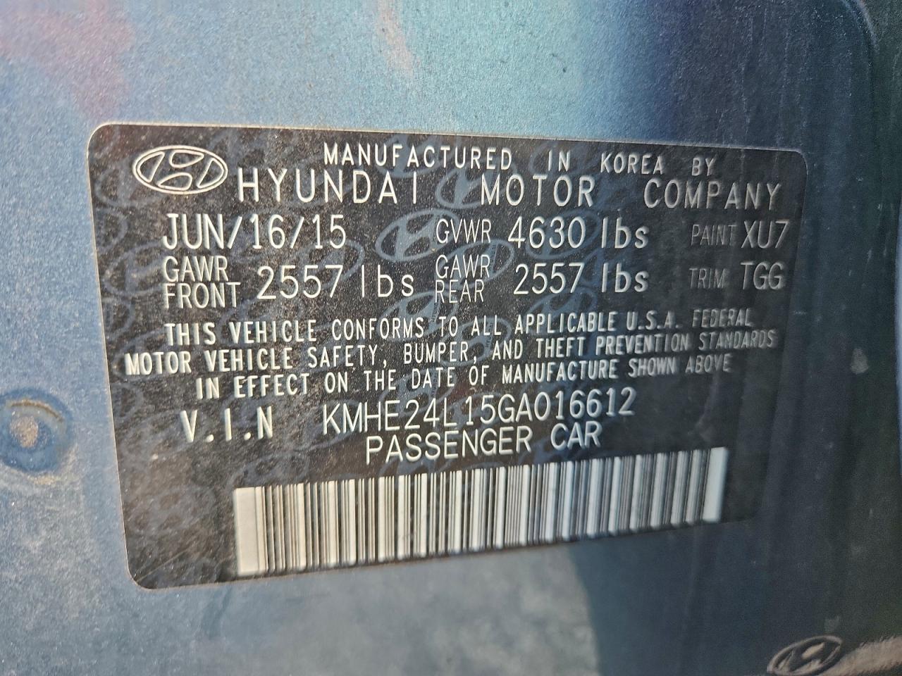 2016 HYUNDAI SONATA HYBRID photo 12