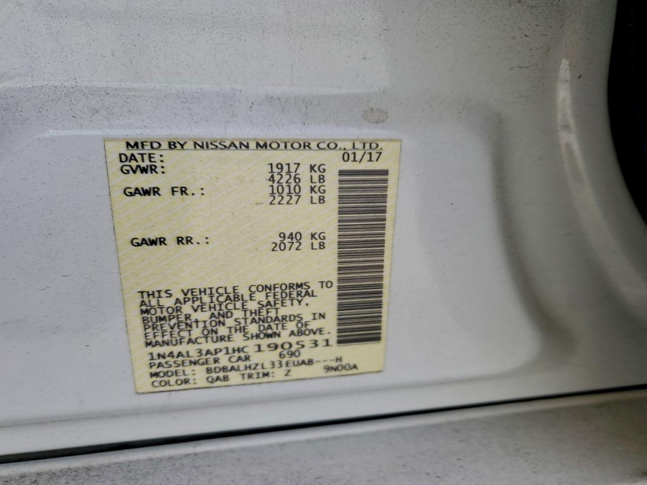 2017 NISSAN ALTIMA 2.5 photo 12