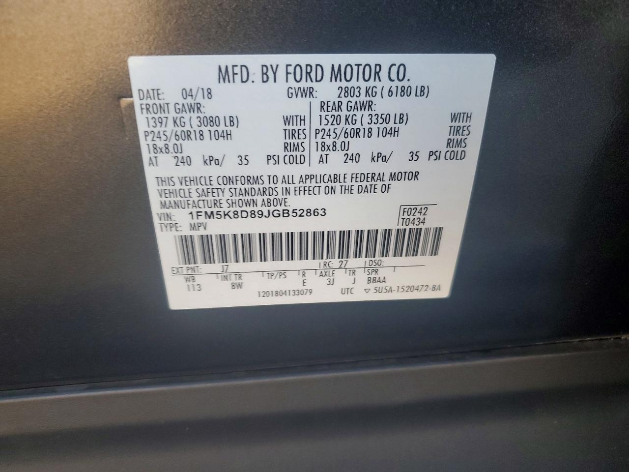 2018 FORD EXPLORER XLT photo 13