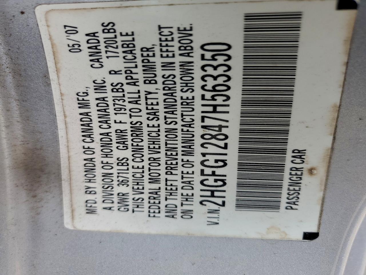 2007 HONDA CIVIC EX photo 12