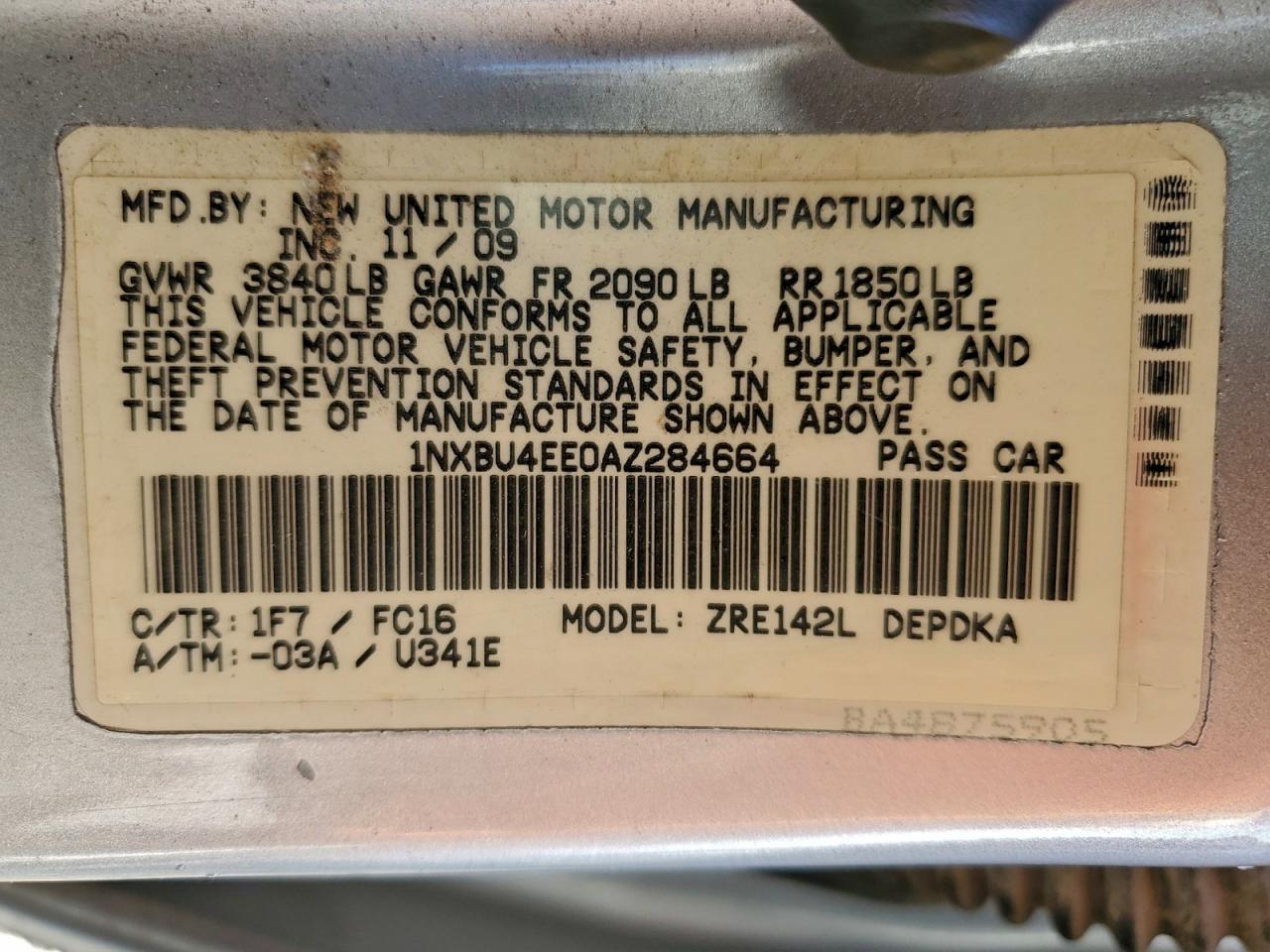 2010 TOYOTA COROLLA BASE photo 12