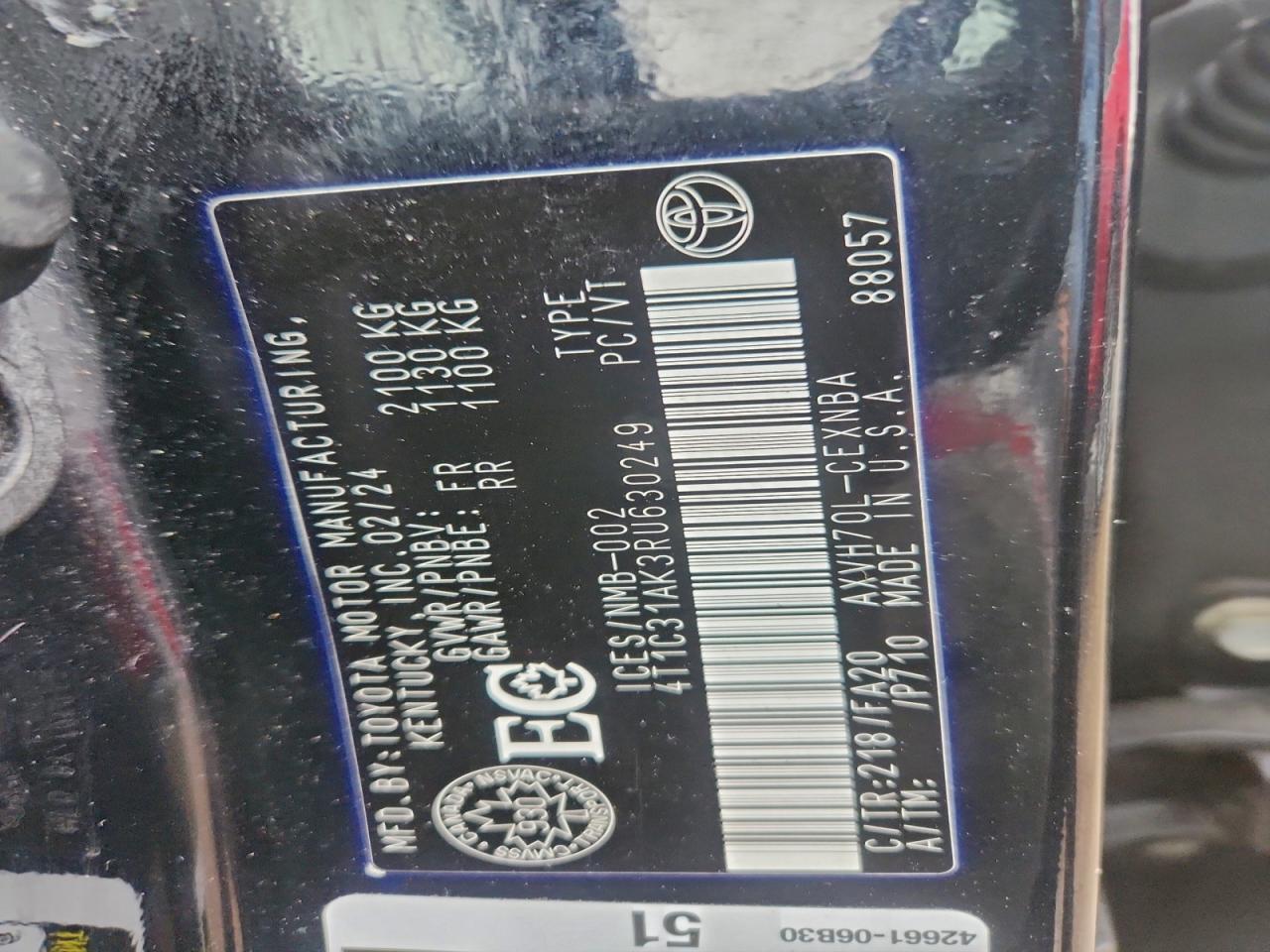 2024 TOYOTA CAMRY LE photo 12