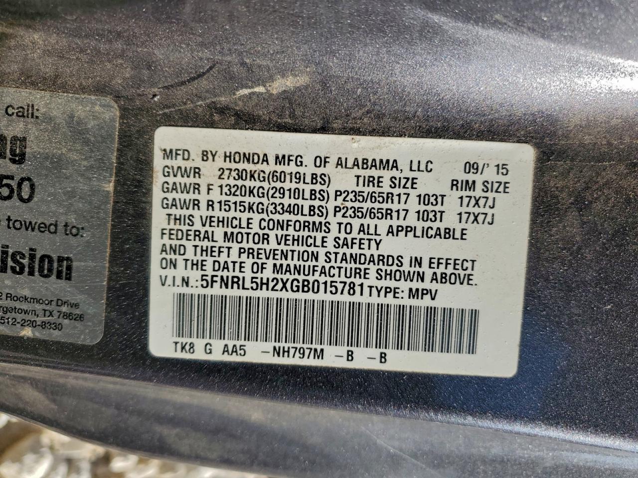 2016 HONDA ODYSSEY LX photo 13