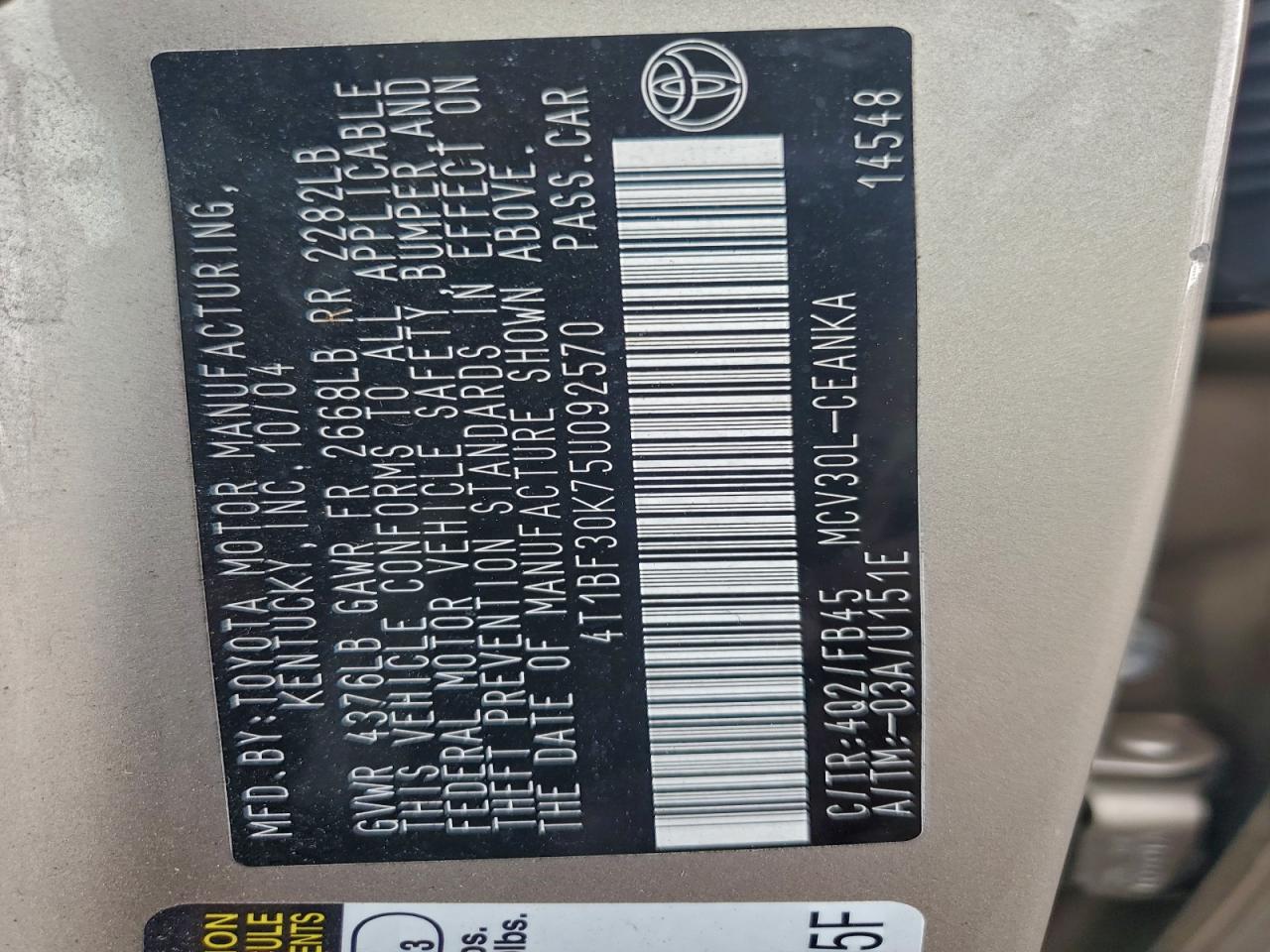 2005 TOYOTA CAMRY LE photo 13