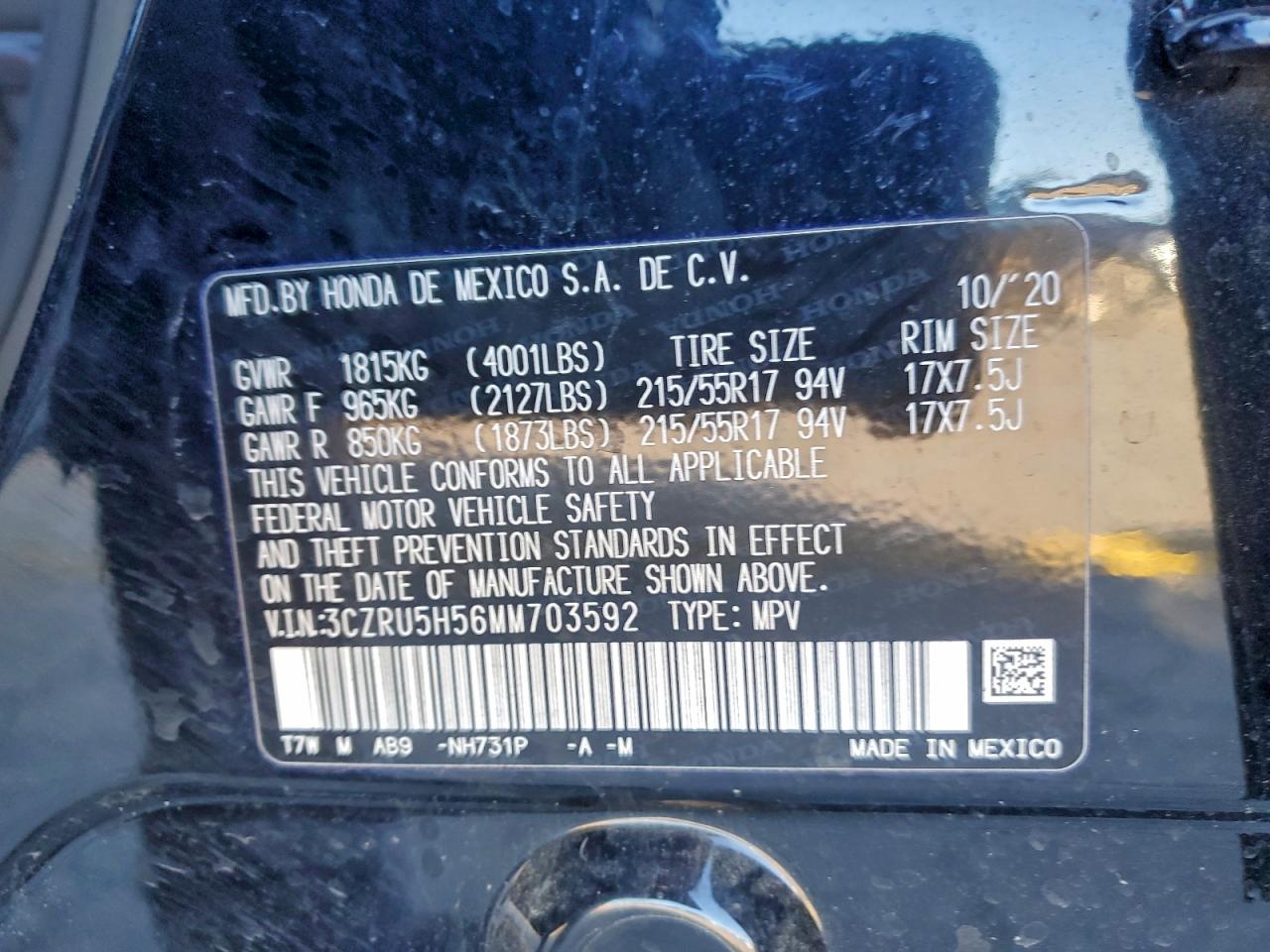 2021 HONDA HR-V EX photo 13