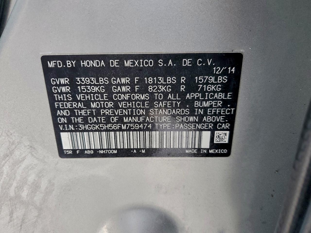 2015 HONDA FIT LX photo 12