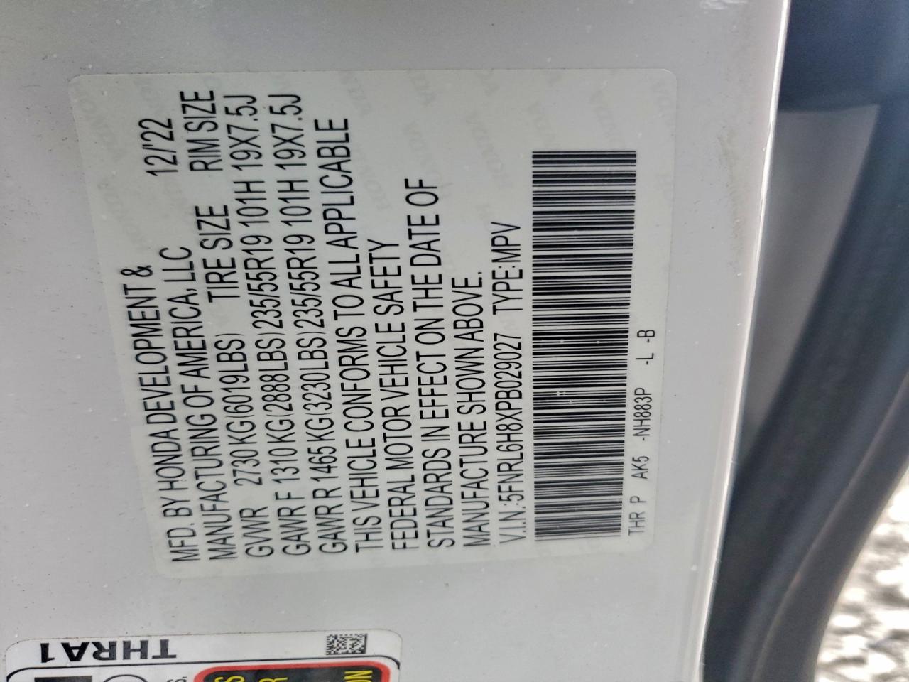 2023 HONDA ODYSSEY TOURING photo 13