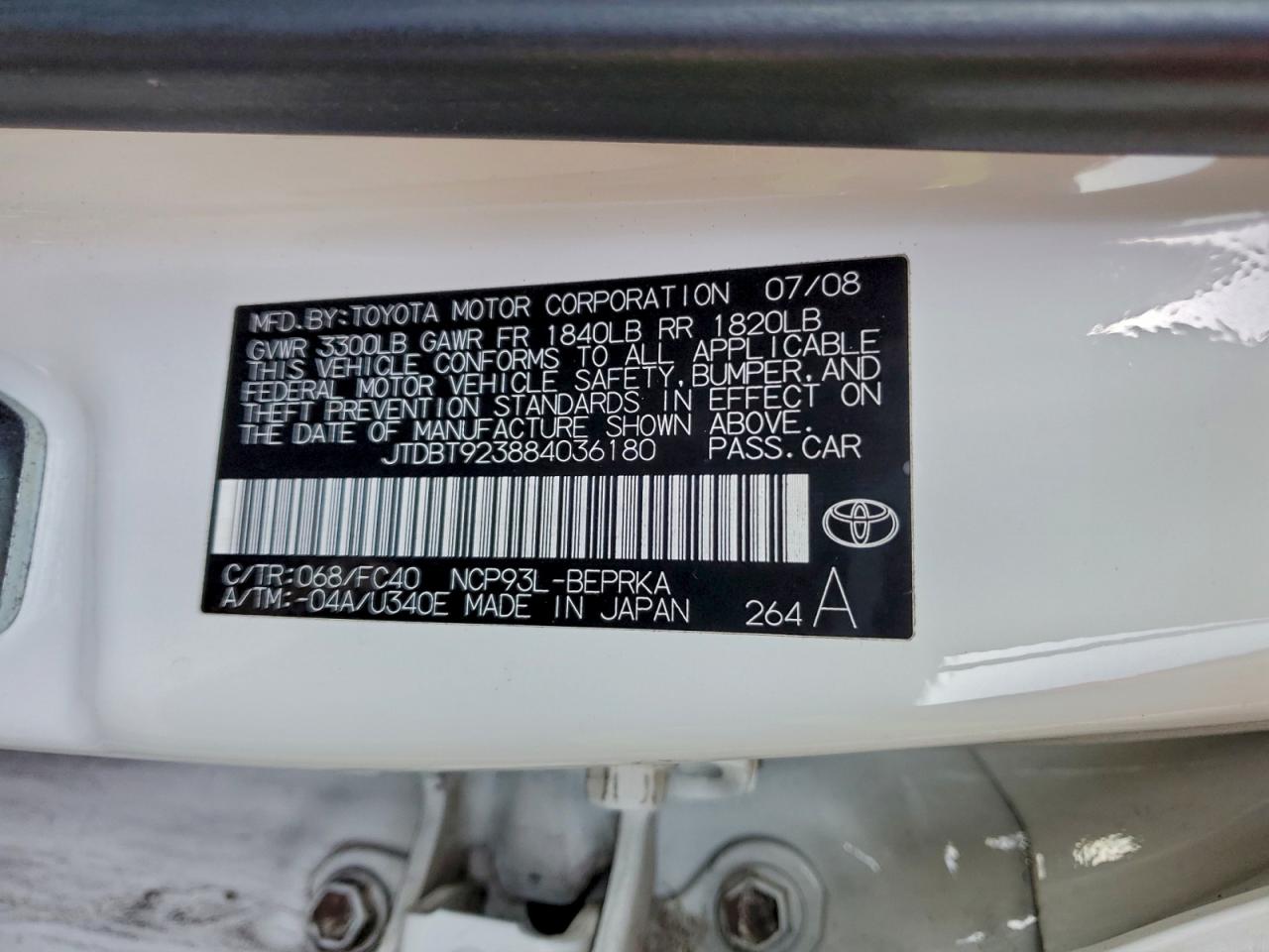 2008 TOYOTA YARIS photo 12