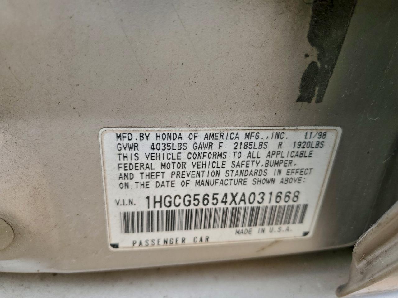 1999 HONDA ACCORD EX photo 12