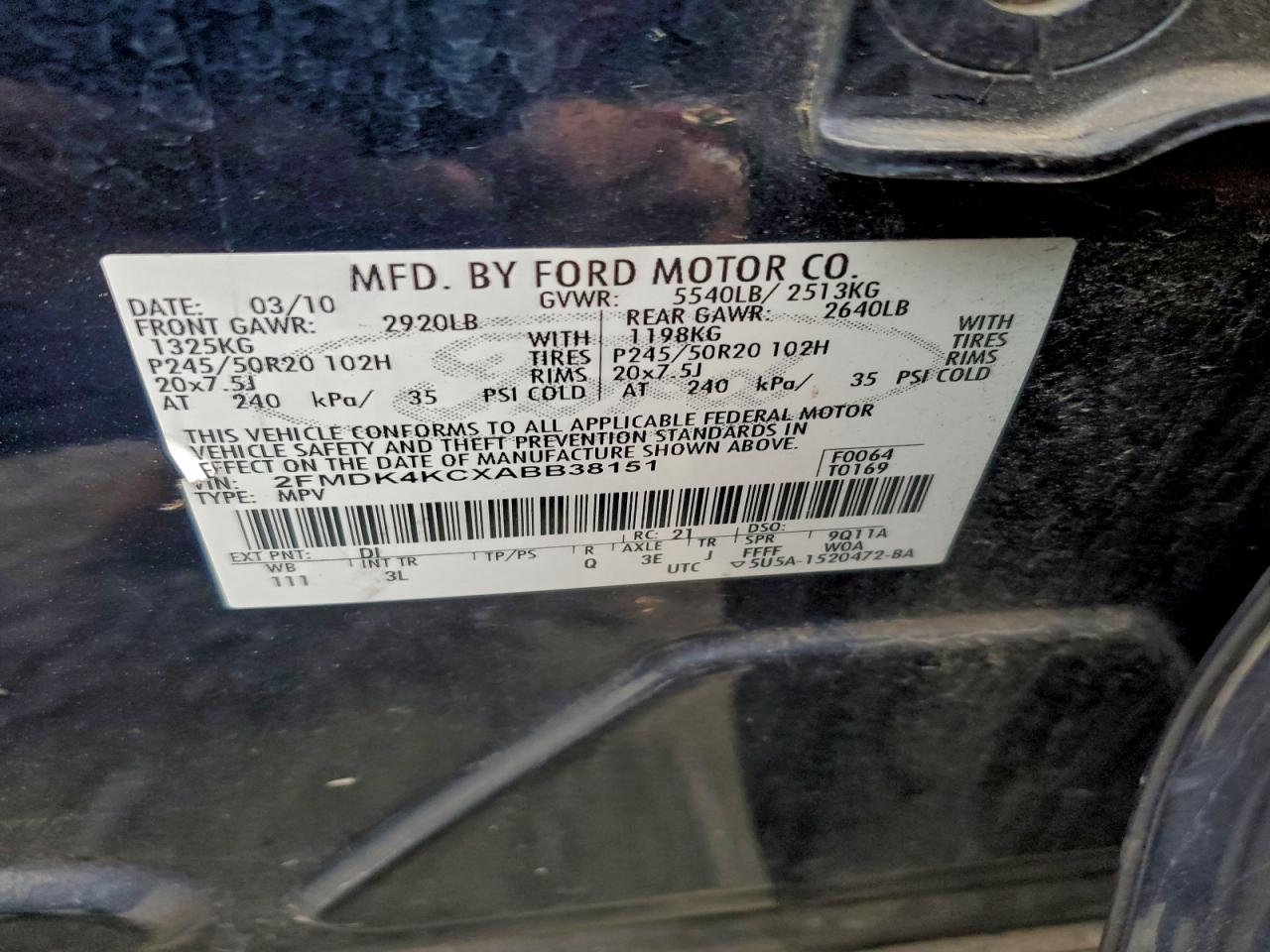 2010 FORD EDGE LIMITED photo 23