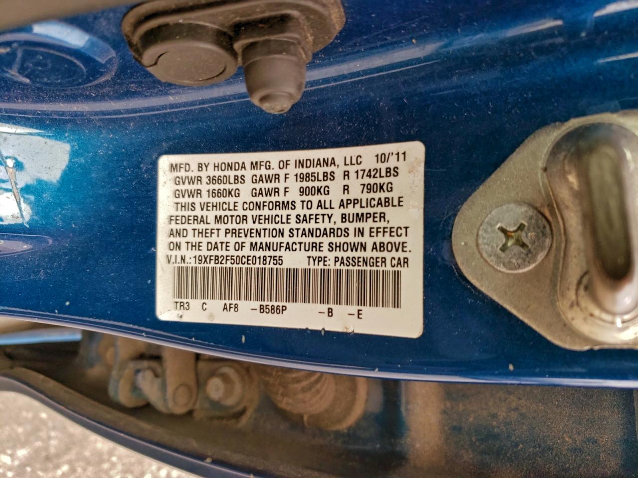 2012 HONDA CIVIC LX photo 12