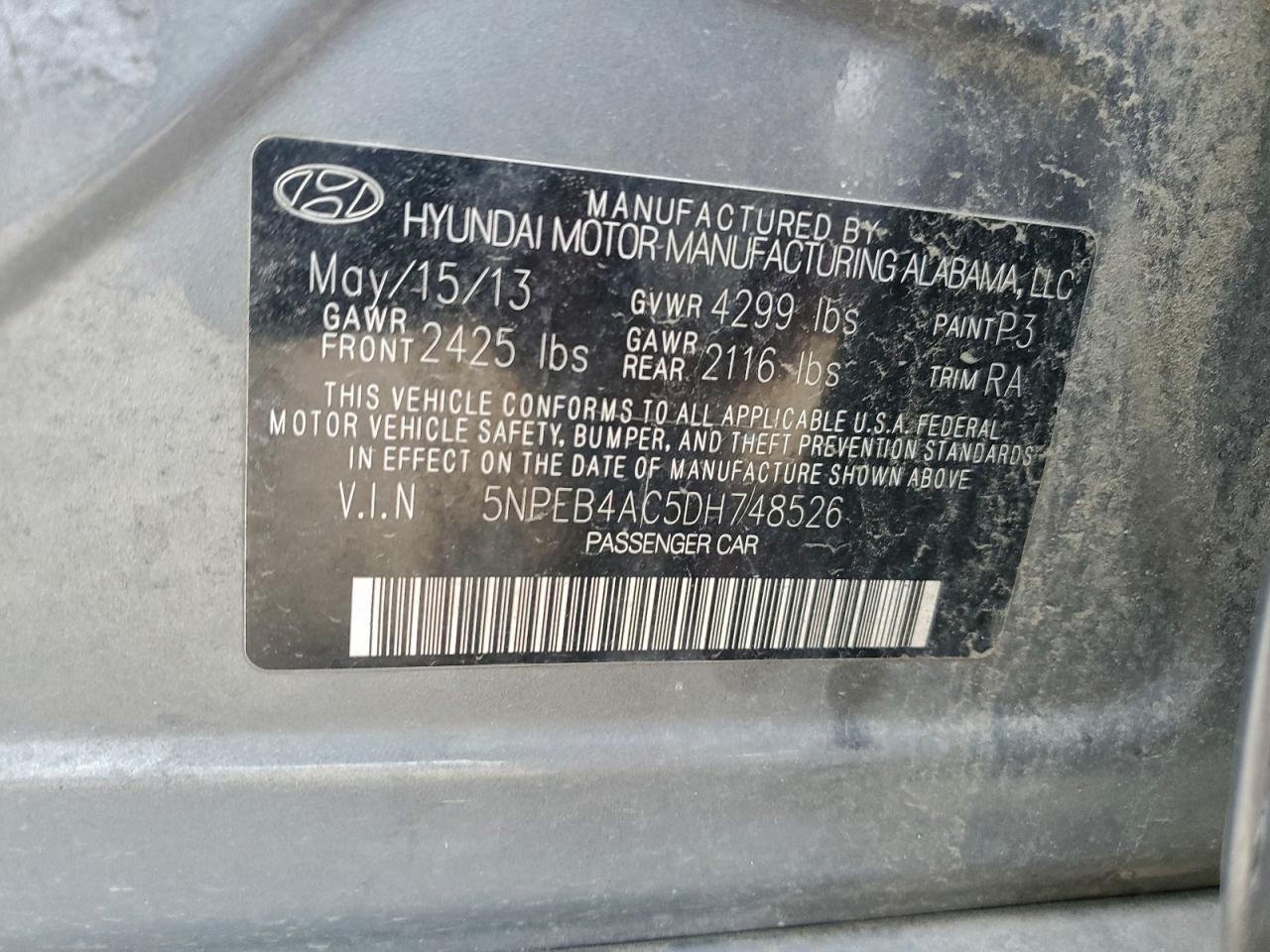 2013 HYUNDAI SONATA GLS photo 13