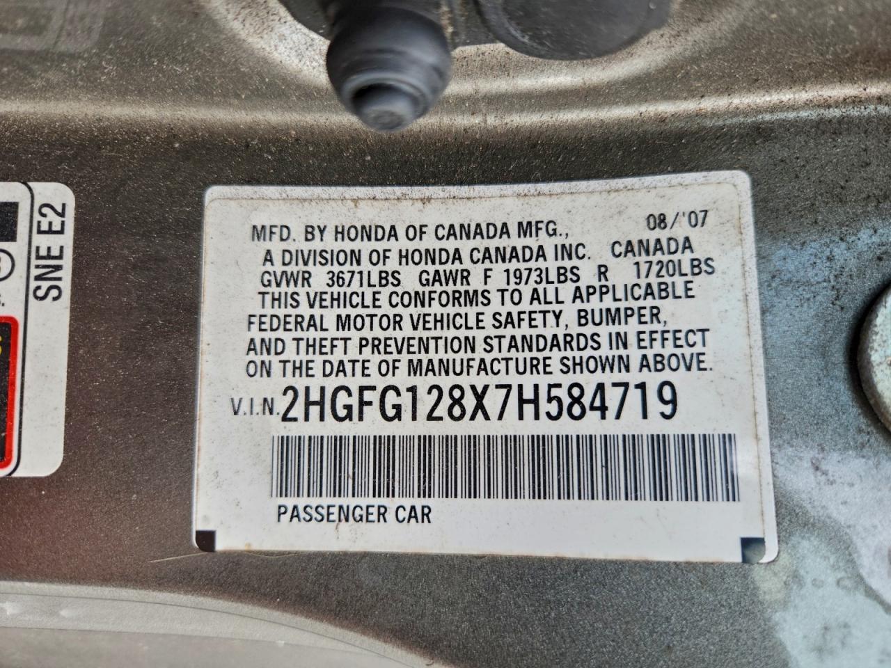 2007 HONDA CIVIC EX photo 12