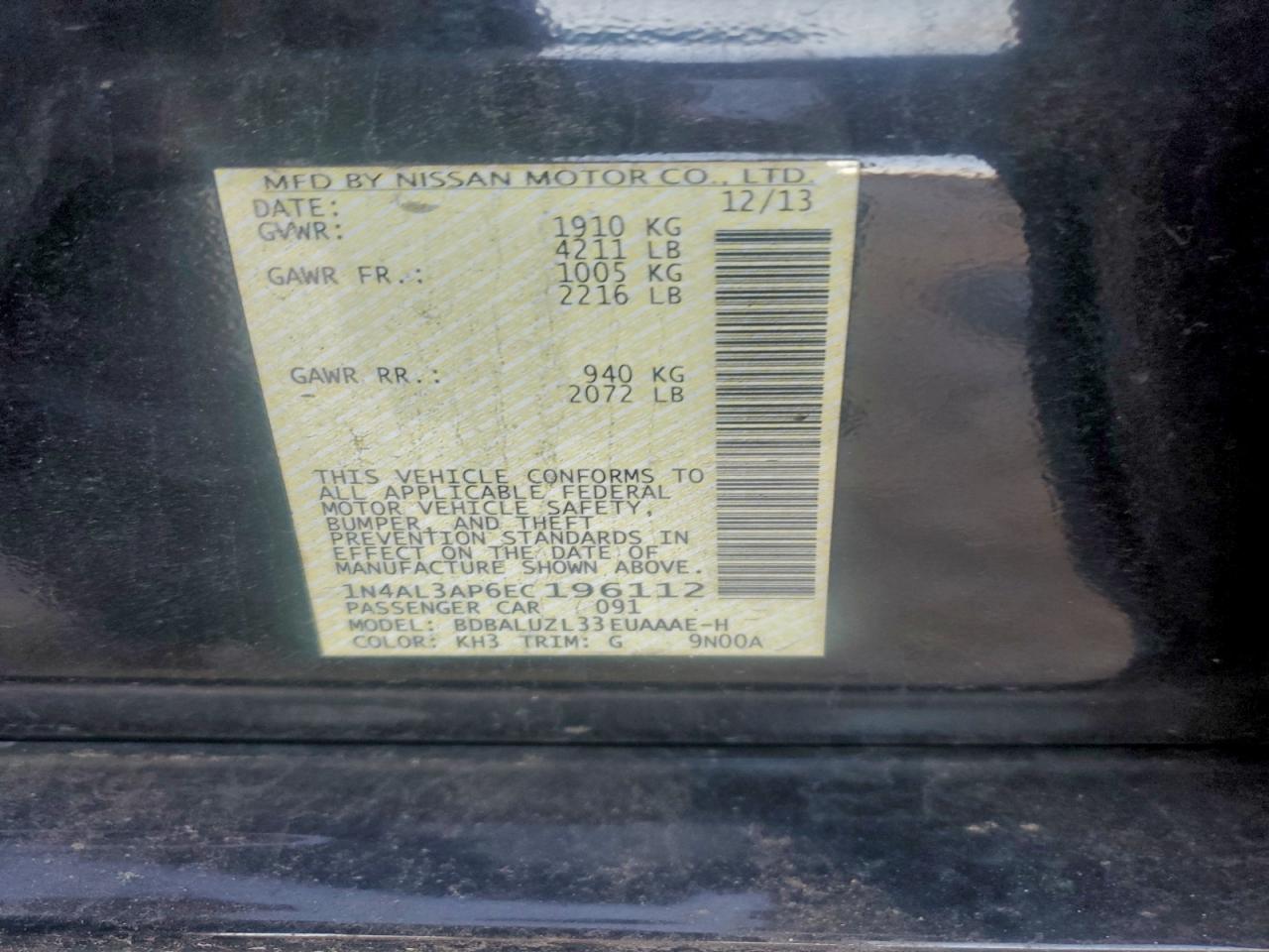 2014 NISSAN ALTIMA 2.5 photo 12