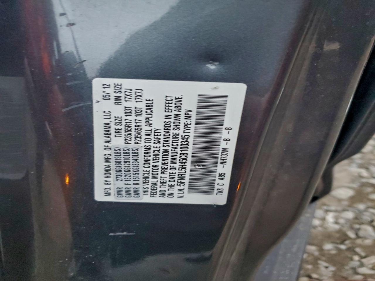 2012 HONDA ODYSSEY EX photo 13