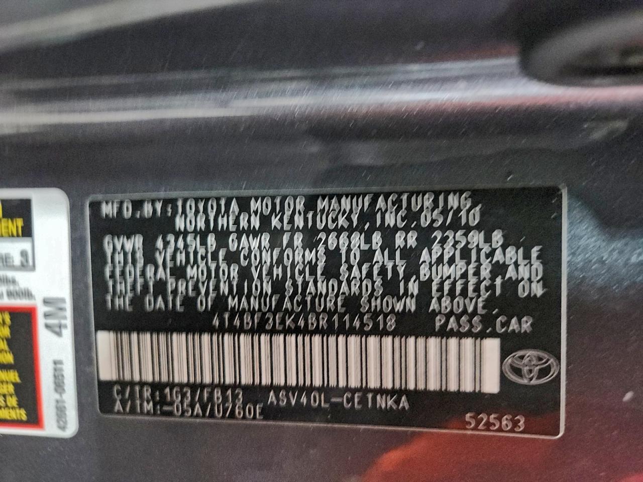 2011 TOYOTA CAMRY BASE photo 13
