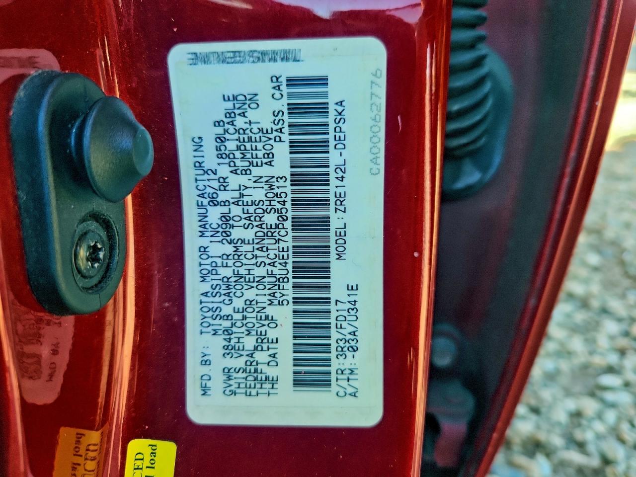 2012 TOYOTA COROLLA BASE photo 13