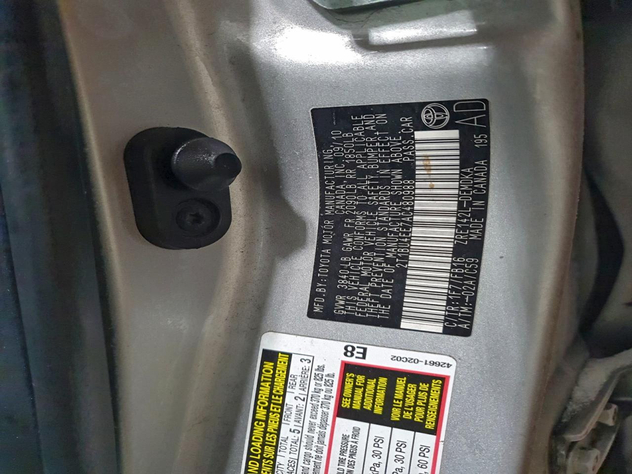 2010 TOYOTA COROLLA BASE photo 12