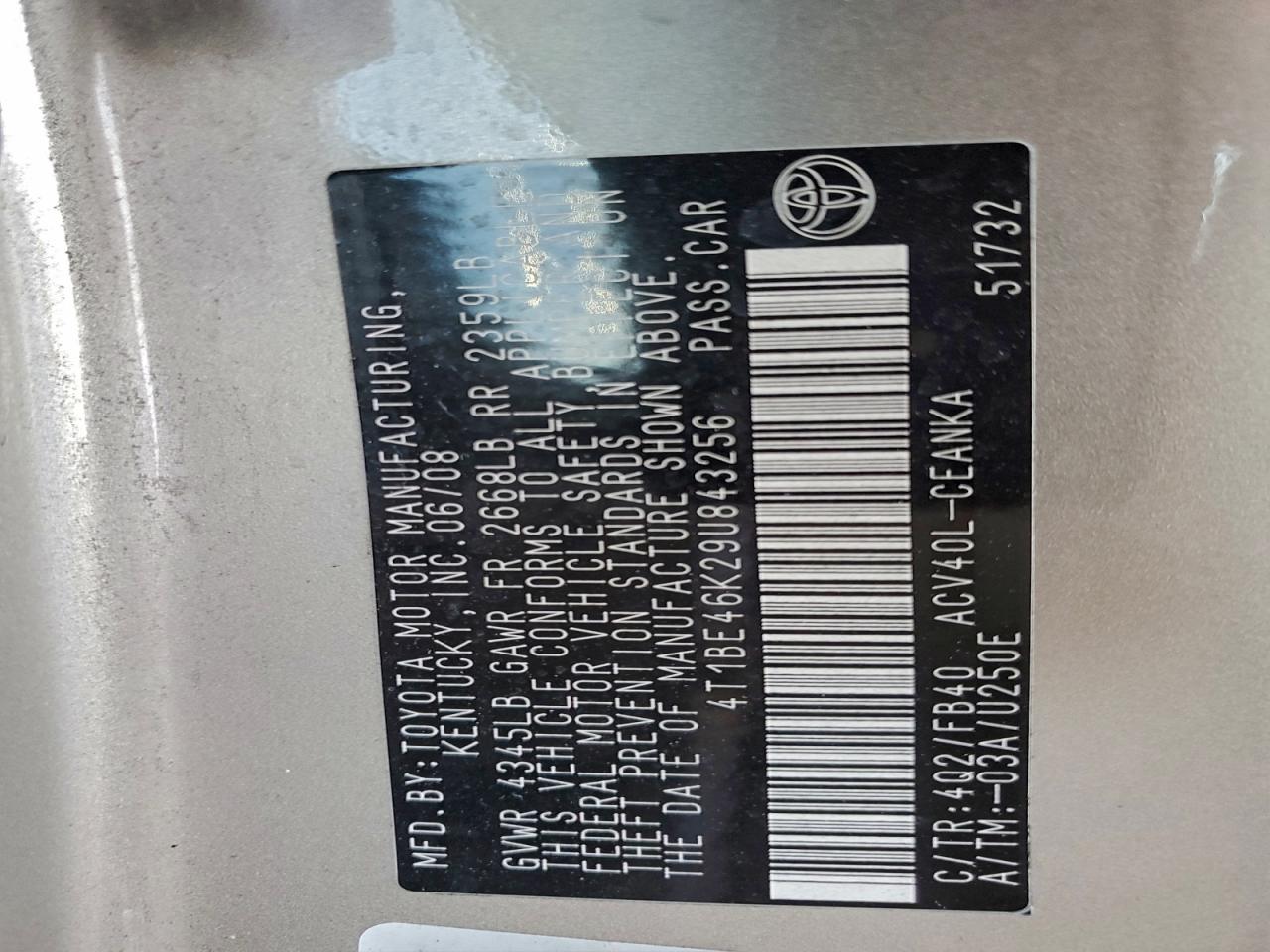 2009 TOYOTA CAMRY BASE photo 12