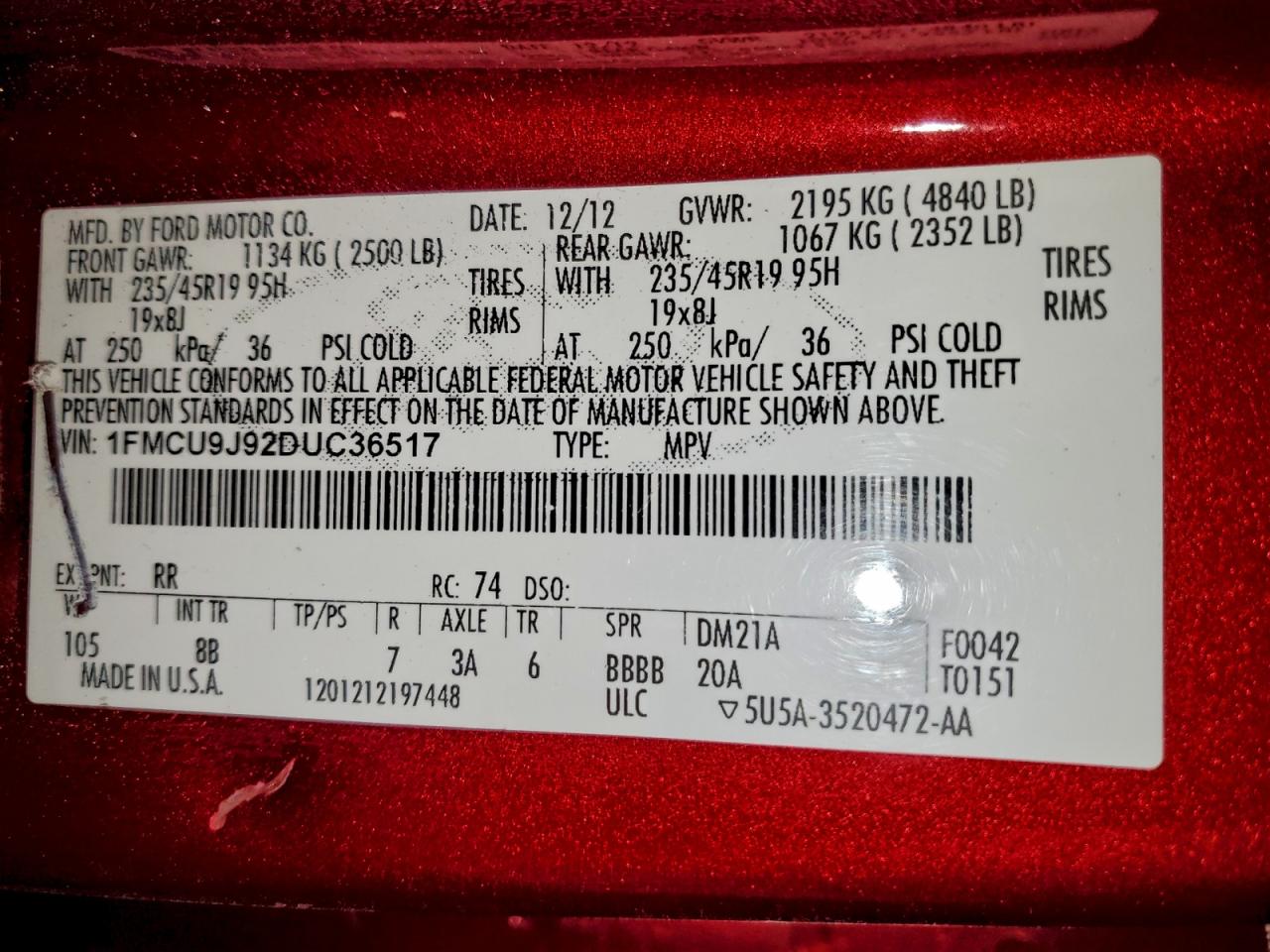 2013 FORD ESCAPE TITANIUM photo 49