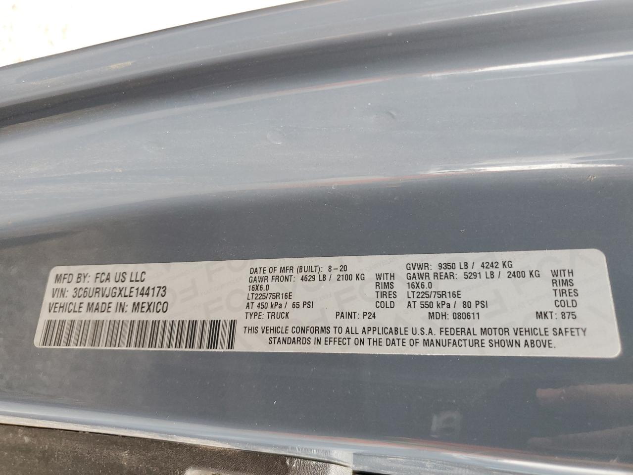 2020 RAM PROMASTER 3500 3500 HIGH photo 25