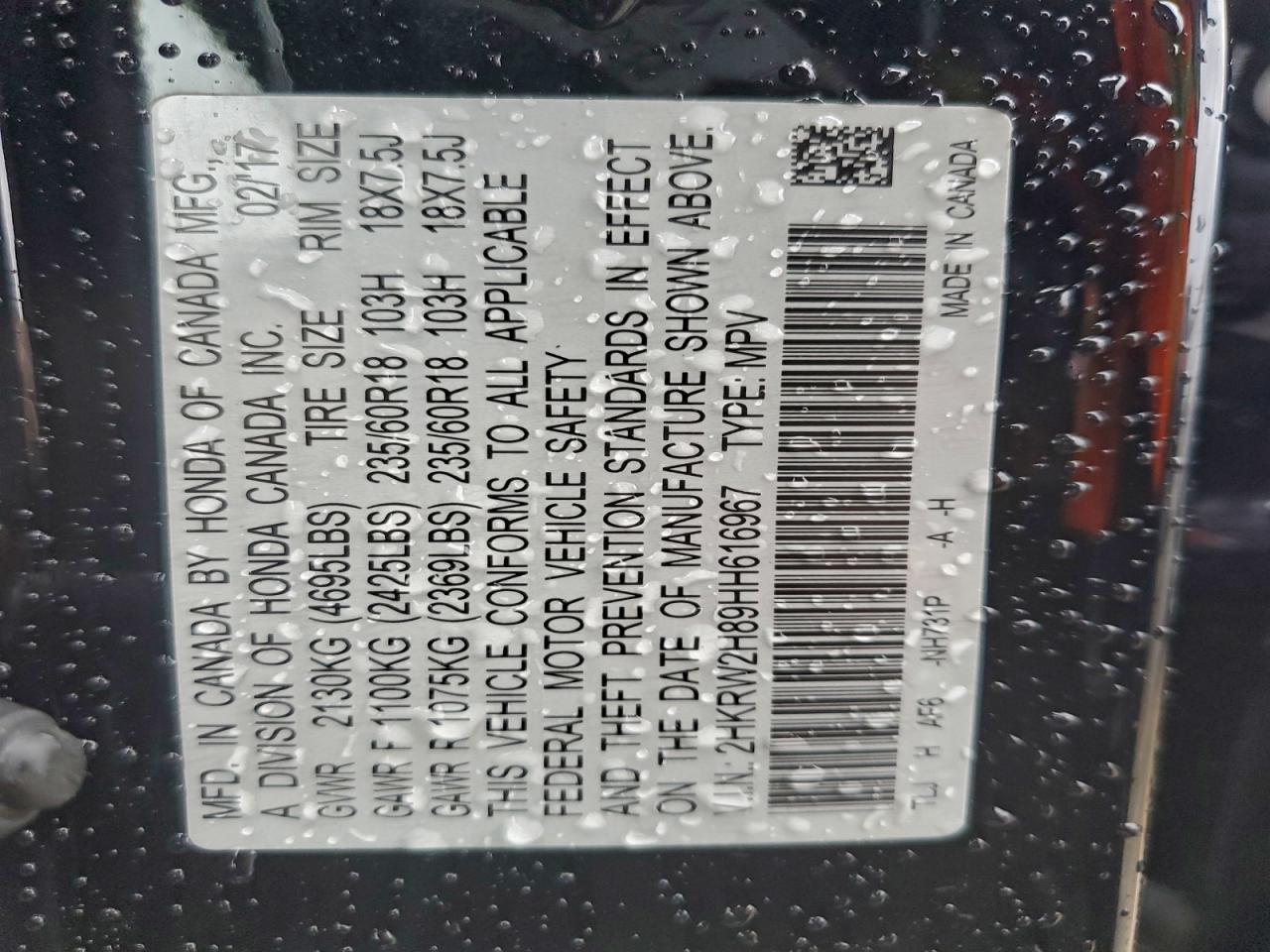 2017 HONDA CR-V EXL photo 37