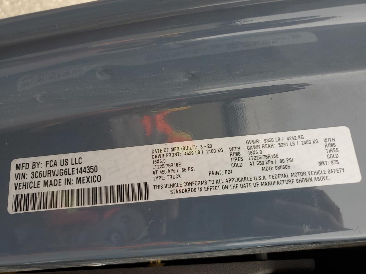 2020 RAM PROMASTER 3500 3500 HIGH photo 13