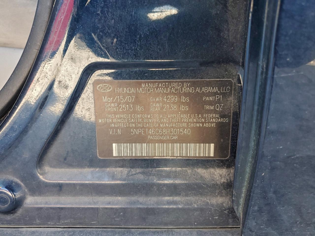 2008 HYUNDAI SONATA GLS photo 13