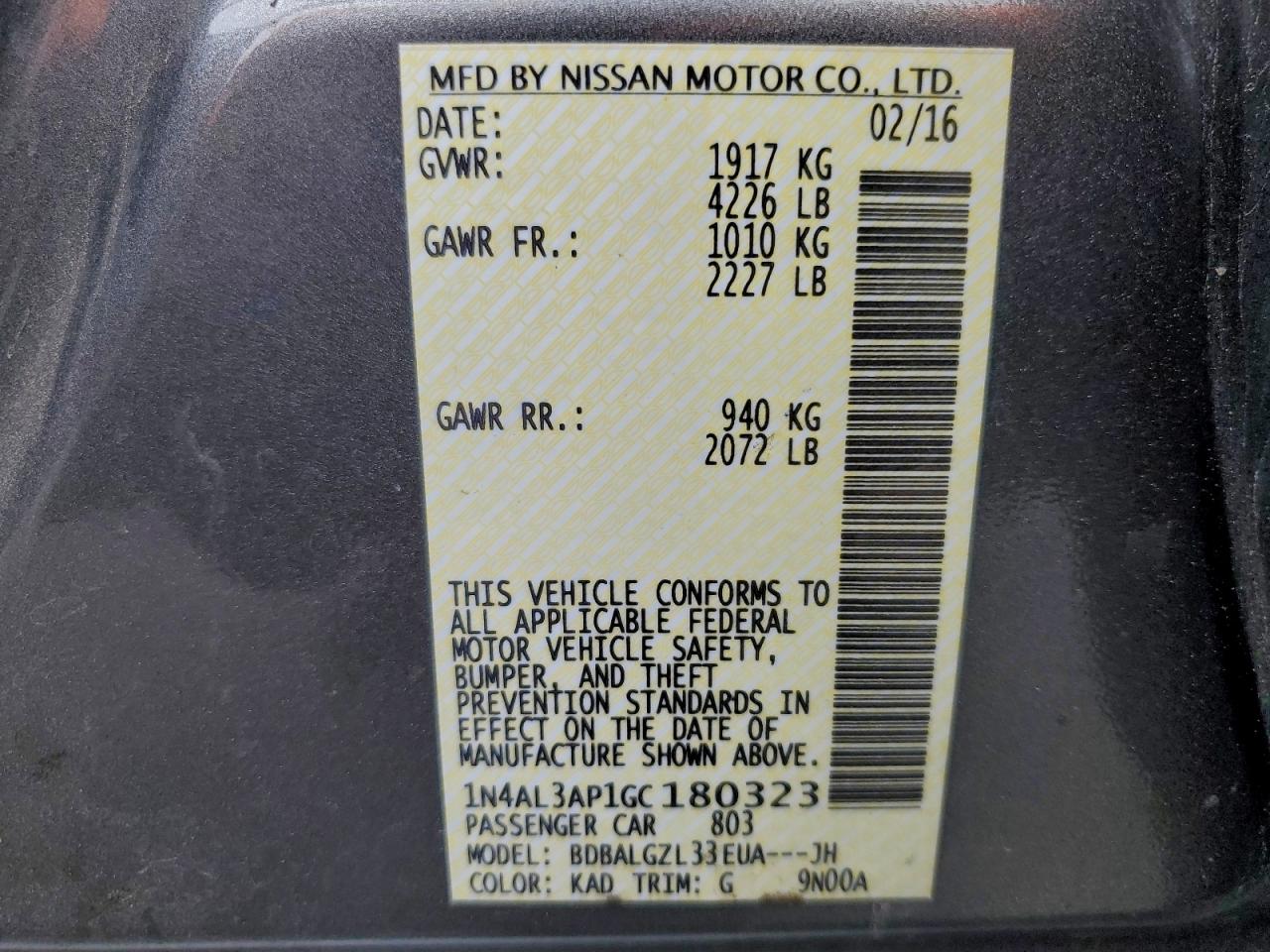 2016 NISSAN ALTIMA 2.5 photo 37