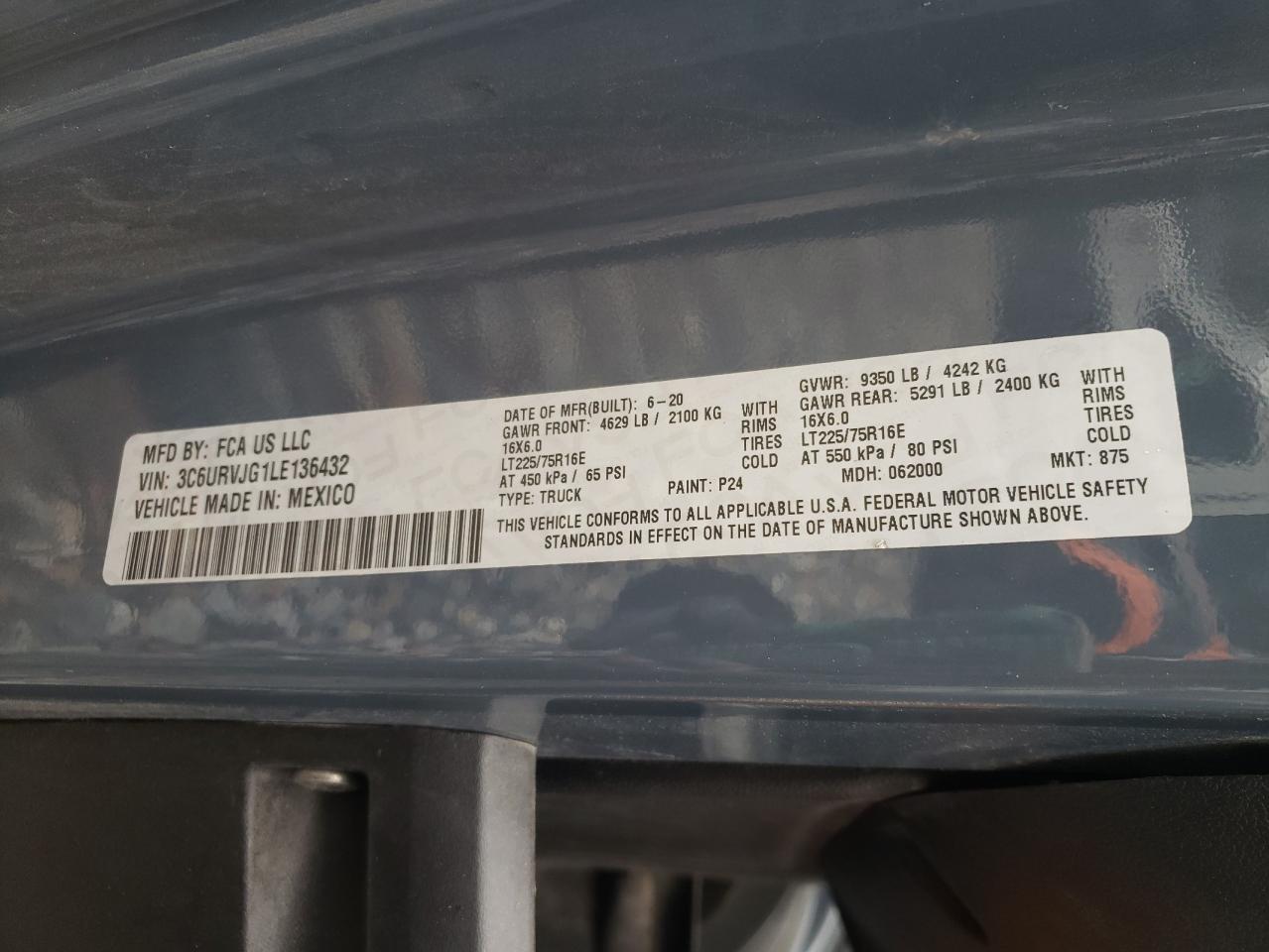 2020 RAM PROMASTER 3500 3500 HIGH photo 13